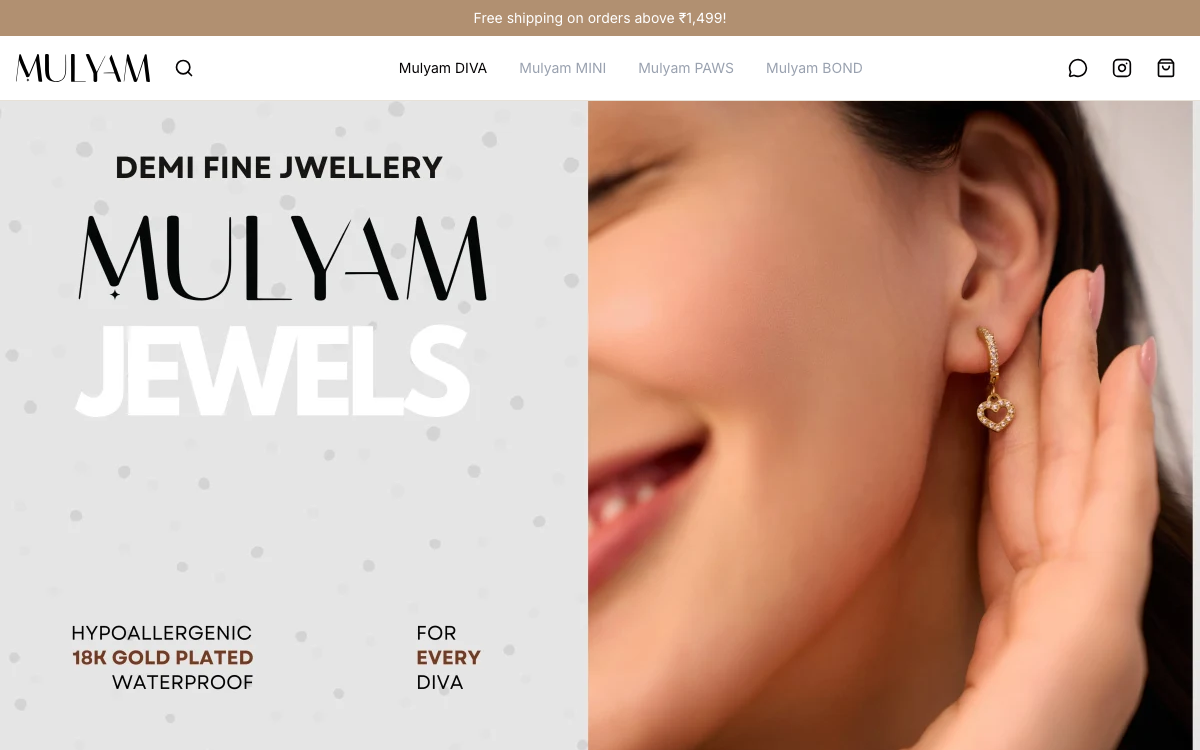 Mulyam Jewels website preview